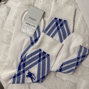 Lot Of 2: Burberry 3 Bar Socks White/Knight L (12-13 US / 45-46 Euro) NWT $140